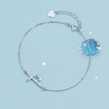 Clear CZ Cross Silver 925 Bracelet Women Link Chain Korea Style Jewelry