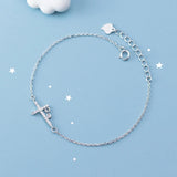 Clear CZ Cross Silver 925 Bracelet Women Link Chain Korea Style Jewelry