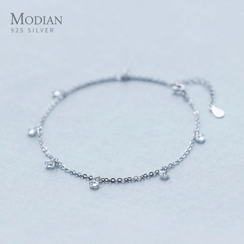 Zircon Anklet 925 Silver Barefoot Bracelet Women Jewelry