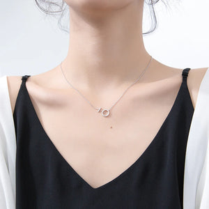 Clear CZ Circle Pendant Necklace Sterling Silver 925 Wedding Jewelry