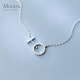 Clear CZ Circle Pendant Necklace Sterling Silver 925 Wedding Jewelry