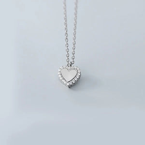 Zircon Hearts Pendant Necklace 925 Sterling Silver Chain Jewelry