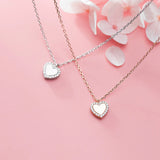Zircon Hearts Pendant Necklace 925 Sterling Silver Chain Jewelry