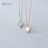 Zircon Hearts Pendant Necklace 925 Sterling Silver Chain Jewelry