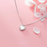 Zircon Hearts Pendant Necklace 925 Sterling Silver Chain Jewelry