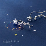 Silver Stars Charm Stud Earrings Clear CZ 925 Sterling Silver Wedding Jewelry