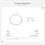 925 Sterling Silver Beads Link Chain Bracelet for Women Wedding Jewelry