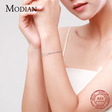 925 Sterling Silver Beads Link Chain Bracelet for Women Wedding Jewelry