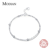 925 Sterling Silver Beads Link Chain Bracelet for Women Wedding Jewelry