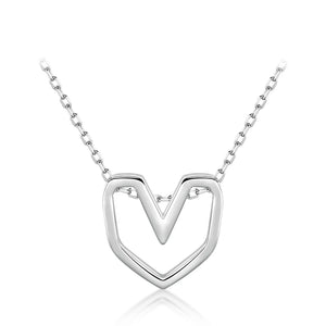 925 Silver Heart Pendant Necklace Rose Love Wedding Jewelry