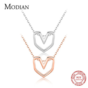 925 Silver Heart Pendant Necklace Rose Love Wedding Jewelry