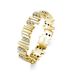 Sterling Silver Geometric Line Art Rings for Women