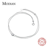 925 Sterling Silver Double Layer Anklets