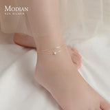 925 Sterling Silver Double Layer Anklets