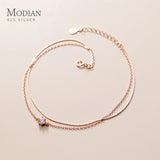 925 Sterling Silver Double Layer Anklets