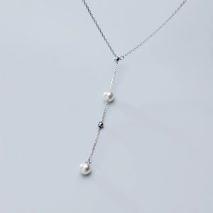925 Sterling Silver Pearl Bead Necklace - Rose Chain Statement Jewelry