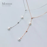 925 Sterling Silver Pearl Bead Necklace - Rose Chain Statement Jewelry