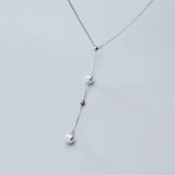 925 Sterling Silver Pearl Bead Necklace - Rose Chain Statement Jewelry