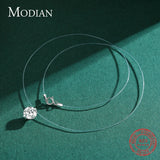 925 Silver CZ Chain Pendant Fishing Line Choker Necklace
