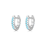 925 Silver Turquoise Tiny Hoop Earrings for Women Statement Jewelry