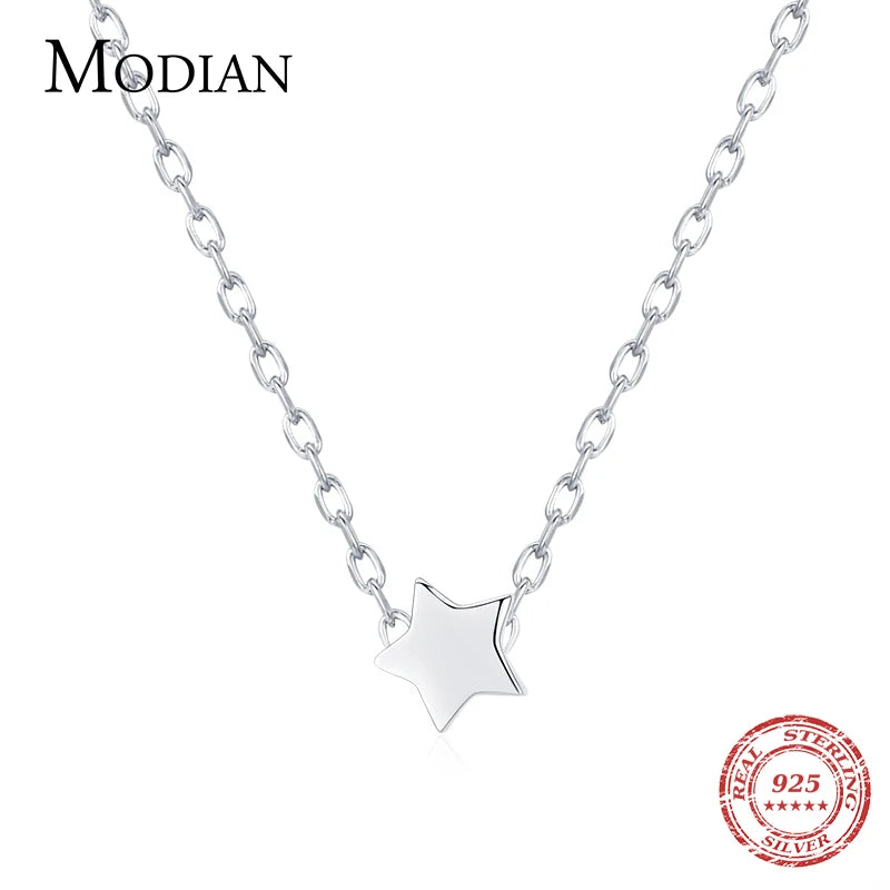 925 Sterling Silver Star Necklace Pendant Chain for Women Girls