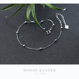 925 Sterling Silver Circle Charm Anklet Women Silver Jewelry