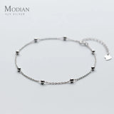 925 Sterling Silver Circle Charm Anklet Women Silver Jewelry