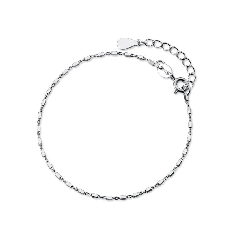 925 Silver Square Chain Link Bracelet for Women - Birthday Gift Jewelry