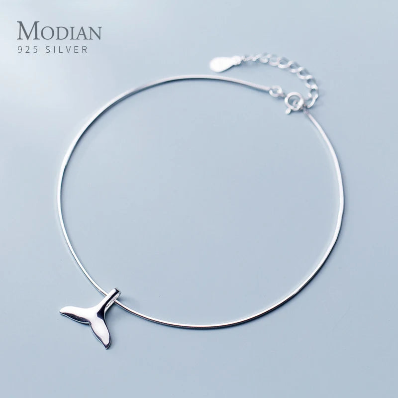 925 Sterling Silver Mermaid Tail Anklet Women Link Chain Animal Anklet