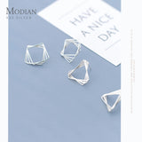 925 Silver Triangle Square Stud Earrings Geometric Ear Pin