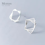 925 Silver Triangle Square Stud Earrings Geometric Ear Pin