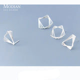 925 Silver Triangle Square Stud Earrings Geometric Ear Pin