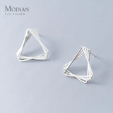 925 Silver Triangle Square Stud Earrings Geometric Ear Pin