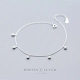 925 Sterling Silver CZ Bead Link Anklet Foot Jewelry
