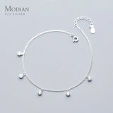 925 Sterling Silver CZ Bead Link Anklet Foot Jewelry