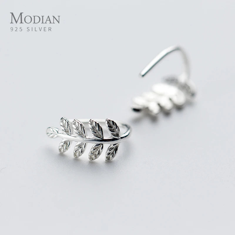925 Silver Lucky Tree Leaf Swing Earrings
