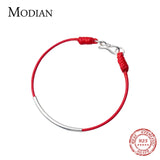 925 Sterling Silver Red Rope Couple Bracelet Ethnic Style