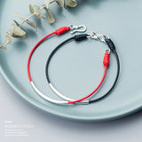 925 Sterling Silver Red Rope Couple Bracelet Ethnic Style