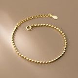 925 Sterling Silver Square Link Chain Bracelet Stackable for Women