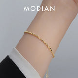 925 Sterling Silver Square Link Chain Bracelet Stackable for Women