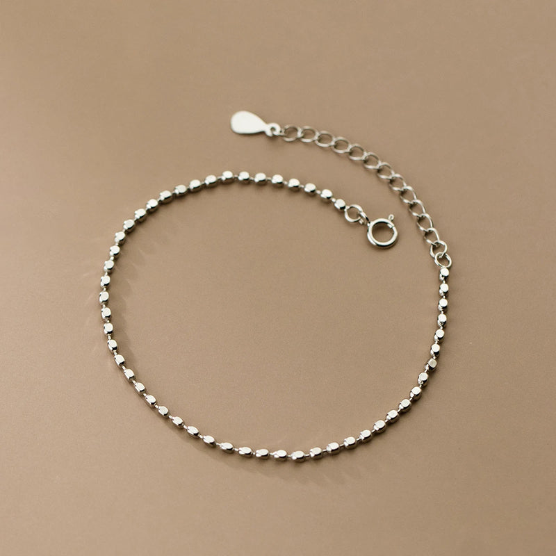 925 Sterling Silver Square Link Chain Bracelet Stackable for Women