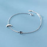 Star Moon Bracelet 925 Sterling Silver Link Chain Fine Jewelry