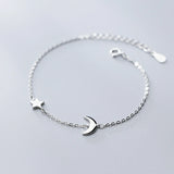 Star Moon Bracelet 925 Sterling Silver Link Chain Fine Jewelry