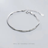 Three Layer Snake Bone Chain 925 Sterling Silver Link Chain Bracelet