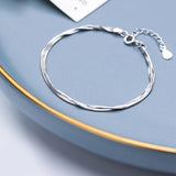 Three Layer Snake Bone Chain 925 Sterling Silver Link Chain Bracelet