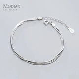 Three Layer Snake Bone Chain 925 Sterling Silver Link Chain Bracelet