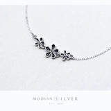 Enamel Flower Silver Anklet for Women Sterling Silver 925 Bracelet Foot Jewelry