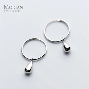 925 Silver Geometric Dangle Earrings Water Drops for Women