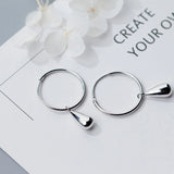 925 Silver Geometric Dangle Earrings Water Drops for Women