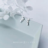 Small Leaves Tree Stud Earrings 925 Sterling Silver Spring Ear Studs Jewelry
